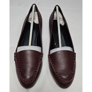 H by Halston Kellie Merlot Leather‎ Loafer Flats Shoes Womens Size 5.5 M NEW